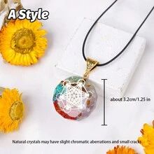 7種脈輪療癒水晶擺錘，用於傳統尋找水源或占卜之用的水晶，天然石英製成的古董靈氣吊墜擺錘珠寶 - 多色 - 查看 3