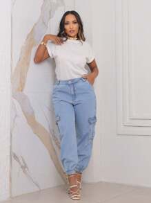 Women Jeans - 淺色水洗藍 - 查看 5