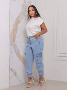 Women Jeans - 淺色水洗藍 - 查看 3