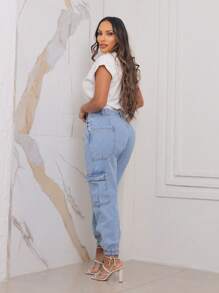 Women Jeans - 淺色水洗藍 - 查看 4