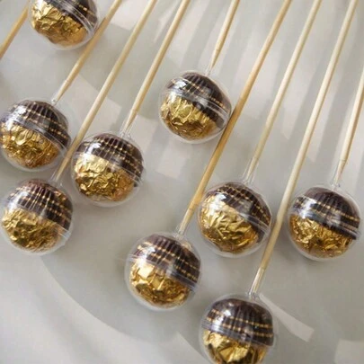 20pcs DIY Candy Chocolate Flower Stand Set Including 10 Clear Spheres And 10 Bamboo Sticks, Ideal For Wedding Graduation Mother's Day Anniversary Party Birthday Bouquet Material Packaging, Back To School Valentine Day
