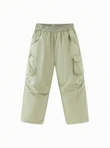 mini bala Quần dài trẻ em Tween Boys co giãn mềm mại có kết cấu thoáng khí làm việc dài - màu xanh lá - Xem 4