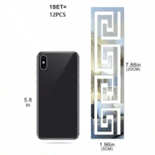 12片装3D镜面壁纸瓷砖，亚克力饰边，扇形边缘和镂空图案，防水、防潮、可移除，DIY创意自粘镜面装饰条，适用于客厅玻璃门、电视背景墙、入口、走廊、楼梯，现代装饰艺术贴纸 - 彩色 - 查看 3