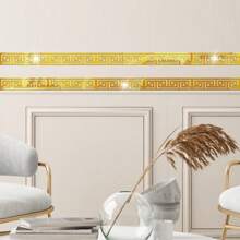 12片装3D镜面壁纸瓷砖，亚克力饰边，扇形边缘和镂空图案，防水、防潮、可移除，DIY创意自粘镜面装饰条，适用于客厅玻璃门、电视背景墙、入口、走廊、楼梯，现代装饰艺术贴纸 - 彩色 - 查看 10