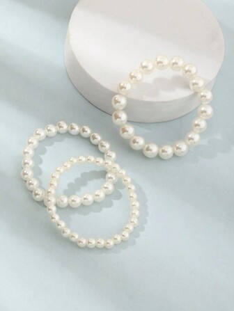 3 stuks/set schattige prinsessenstijl parelarmbanden voor kinderen