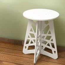 Pequeña mesa de café de estilo europeo con portarrevistas, mesa auxiliar redonda minimalista y moderna para sala de estar, soporte para plantas de estilo campestre - Blanco - Ver 8