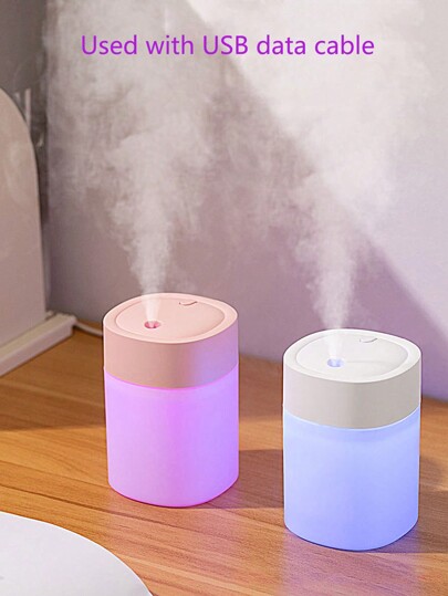 1pc White/Pink USB Powered Mini 200ML Humidifier With Colorful Night Light, Tabletop Decorative Lamp