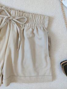 Women Shorts - 米色 - 查看 3