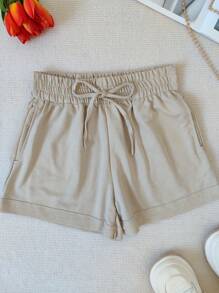 Women Shorts - 米色 - 查看 2