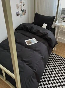 1pc New Solid Color Bedding Duvet Cover - Black - View 4