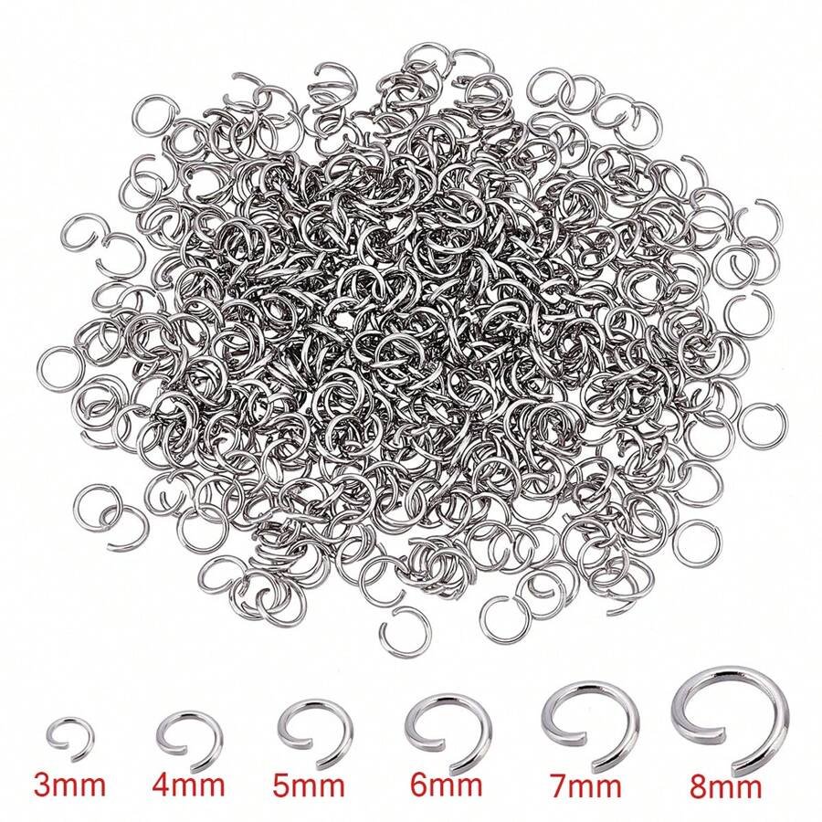 500pcs 3/4/5/6/7/8mm Stainless Steel Open Jump Rings O Rings Double Loops Jewelry Split Rings For Earring Bracelet Necklace Pendant Jewelry Keychain DIY Craft Making