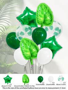 10入組綠色主題氣球套裝，烏龜葉形鋁箔氣球和12英寸閃亮透明乳膠氣球，適用於婚禮生日叢林派對裝飾 - 彩色 - 查看 11