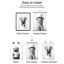 Set Of 3 Frameless Cute Black White Animal Bathroom Funny Poster Otter Lion Elephant With Toilet Paper Wall Art Modern Canvas Painting Print Wall Picture For Home Decoration - Apricot - View 8