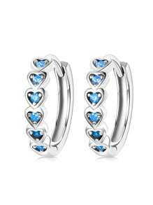 1對兒童可愛立方心形鋯石耳環，適用於女孩日常裝飾和派對飾品生日禮物