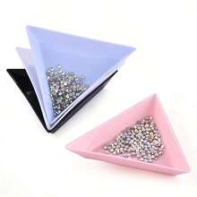 5Pcs Triangle Plastic Rhinestone Nail Art Storage Box Plate Tray Holder Container Jewelry Glitter Cup DIY Decoration Dotting Tool - Multicolor - View 5
