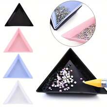 5Pcs Triangle Plastic Rhinestone Nail Art Storage Box Plate Tray Holder Container Jewelry Glitter Cup DIY Decoration Dotting Tool - Multicolor - View 2