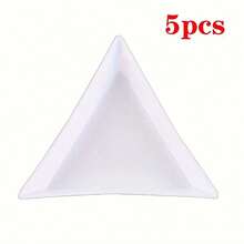 5Pcs Triangle Plastic Rhinestone Nail Art Storage Box Plate Tray Holder Container Jewelry Glitter Cup DIY Decoration Dotting Tool - Multicolor - View 8