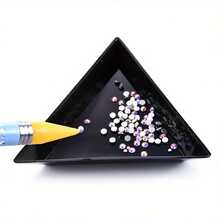 5Pcs Triangle Plastic Rhinestone Nail Art Storage Box Plate Tray Holder Container Jewelry Glitter Cup DIY Decoration Dotting Tool - Multicolor - View 4