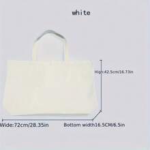 Bolso grande de lona extra grande, bolso de compras portátil, plegable y resistente para la playa - Blanco - Ver 5