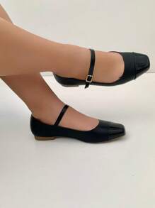 Wide Fit Flats - 黑色 - 查看 2