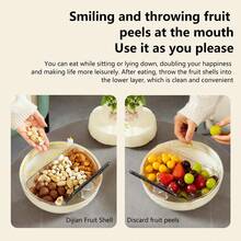 1 个零食托盘客厅沙发家用零食托盘双层沥水水果盆水果篮瓜子神器坚果托盘带手机支架、储物、厨房收纳、收纳盒、厨房用品、房间装饰、家居装饰。 - 奶油色 - 查看 5