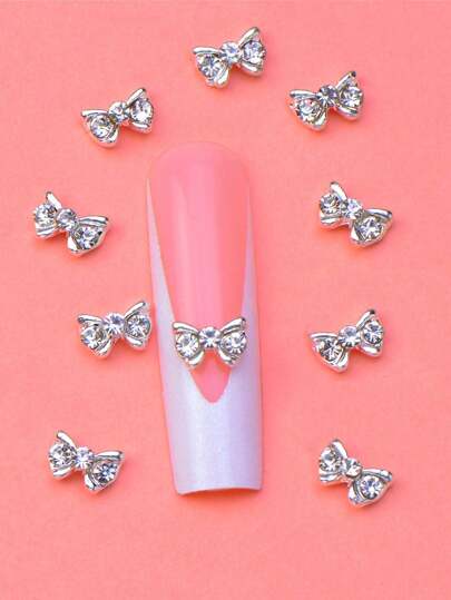 10 قطعة إكسسوار أظافر سبائك، أكسسوارات عقدة الربط اليابانية والكورية البسيطة والجميلة لتزيين أظافر المرأة، يمكن استخدام الديكور الذاتي في المنزل مع إكسسوارات الأظافر أو الأظافر اللاصقة للاستخدام اليومي والاستخدام أثناء العطلة والاستخدام المحلي كتحف أظافر وجواهر أظافر ولوازم أظافر