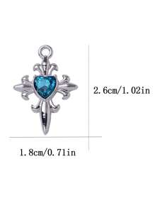 5 piezas de accesorios de joyería de aleación de zinc con colgante con forma de corazón con micro-incrustaciones y estilo barroco
