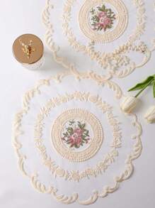 WGROOM 1pc/4pcs Polyester Embroidered Placemats For Kitchen, Dining Room, Table Decoration, Heat Insulation, Anti-Scratch, Anti-Dust, Suitable For Wedding, Party, Gift, Birthday, Christmas - White - View 14