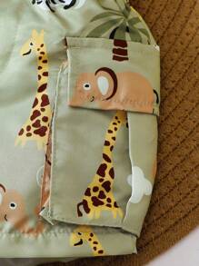 男婴夏/秋短袖印花T恤和短裤套装，休闲/运动系列 - 綠色 - 查看 5