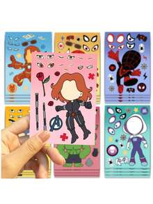 8pcs/Set Superhero  Miles Morales Gwen Stacy   Thor DIY Puzzle Handmade Waterproof Repetitive Stickers - Multicolor - View 5