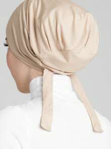 1pc Plain Simple Fashion Skin-Friendly Comfortable Drawstring Turban Hijab Caps, Headwrap Hat, Suitable For Daily Life And Outdoor Sports, Women