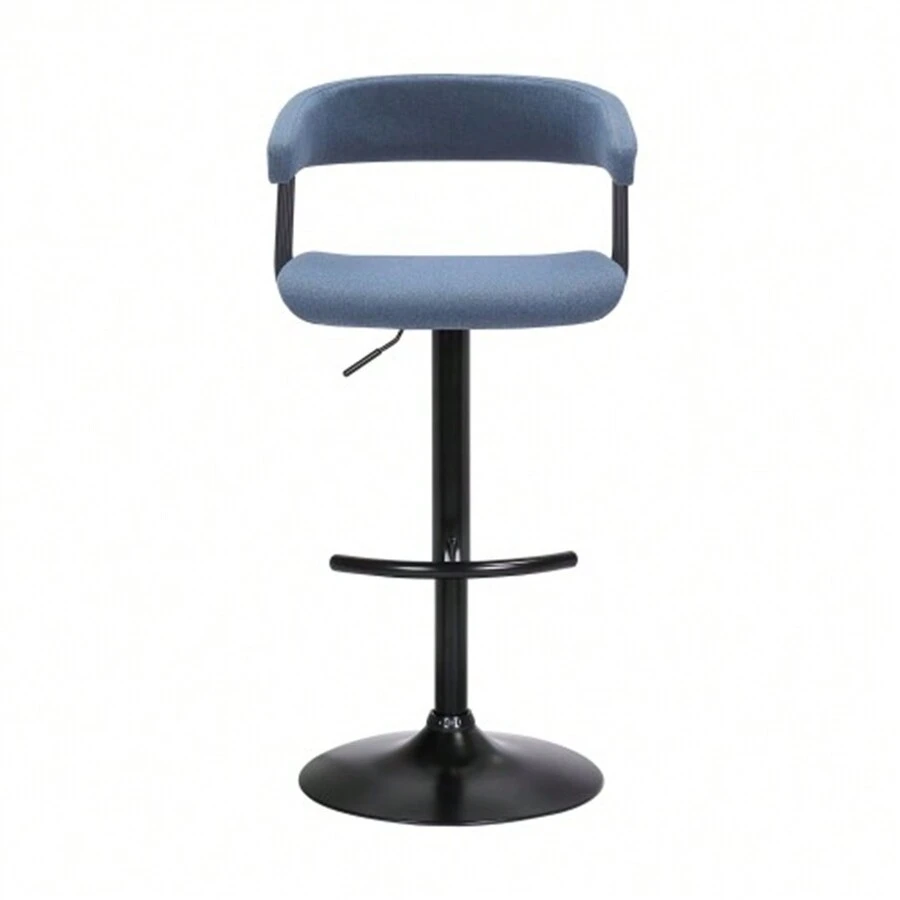 Barstool Chair, 24-33 Inch Adjustable Height, Light Blue Fabric, Black - Màu xanh lam - Xem 1