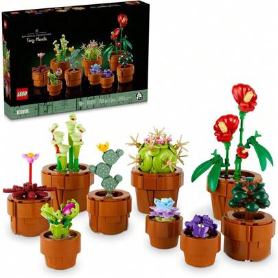  Icons Tiny Plants Building Set, Cactus Decor Gift Idea For Flower-Lovers, Carnivorous, Tropical And Arid Flora, Build And Display, Botanical Collection, Creative Building Sets For Adults,Lego Flowers Set Toy 10329