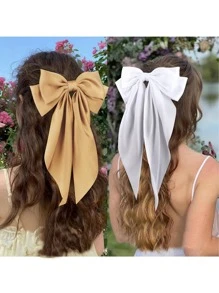 10 Brown Series Color Women's Big Bow Hair Clip, Fashionable And Elegant Silk Bow, French Vintage Bow Hair Accessories, Cost-Effective Gifts, Fast Shipping, Perfect For Parties,School Halloween Claw Clips Hair Claws Hair Barrettes - Multicolor - View 4