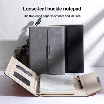 优雅的三折皮革笔记本 - 螺旋式，可拆卸页面，非常适合商务会议和个人日记，时尚的返校