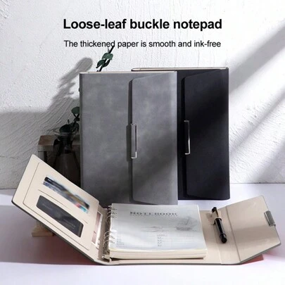 Elegant Tri-Fold Leather Notebook - Spiral, Detachable Pages, Perfect For Business Meetings & Personal Diary, Stylish Back To School