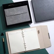 Elegante quaderno in pelle trifold - a spirale, con pagine rimovibili, perfetto per riunioni di lavoro e diari personali, alla moda per il ritorno a scuola