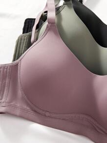 3 件装女士舒适休闲无钢圈软杯纯色内衣文胸、内衣 - 彩色 - 查看 4