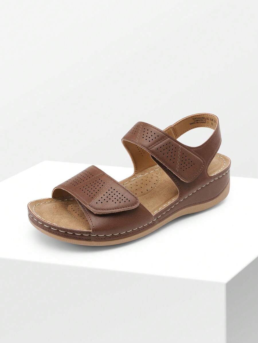Wedge Sandals For Summer Dressy Casual Comfortable Sandals For Women Outdoor - 棕色 - 查看 1