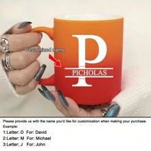 1 件 11 盎司个性化定制字母红黄渐变牛奶杯咖啡杯，陶瓷牛奶杯咖啡杯，节日礼物，家庭、同事、领导、妻子、姐妹、有趣的礼物，独特的情人节礼物，母亲节礼物，父亲节礼物 - Red and yellow gradient - 查看 27