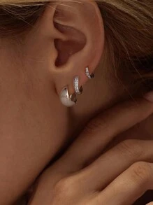 Ensemble de 3 paires de petites boucles d'oreilles créoles en or pour femmes, créoles Huggie plaquées 14K pour plusieurs piercings, boucles d'oreilles créoles délicates avec zircone cubique CZ, boucles d'oreilles créoles légères et épaisses