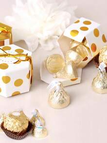 20 Stück Goldfolie Sechseckige Mini Geschenkverpackung Boxen mit goldener Schnur - Gold - Übersicht 5