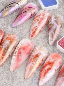 Set de polvo de uñas cromado de camaleón de chocolate - Pigmento brillante multicolor holográfico para esmalte de gel UV DIY decoración de arte de uñas