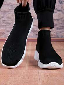 Nuove scarpe da uomo in stile calzino casual, scarpe sportive traspiranti per corsa e viaggio per studenti - nero - Visualizzare 2