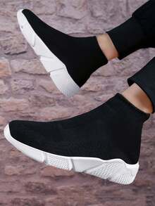Nuove scarpe da uomo in stile calzino casual, scarpe sportive traspiranti per corsa e viaggio per studenti - nero - Visualizzare 4