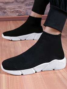 Nuove scarpe da uomo in stile calzino casual, scarpe sportive traspiranti per corsa e viaggio per studenti - nero - Visualizzare 3