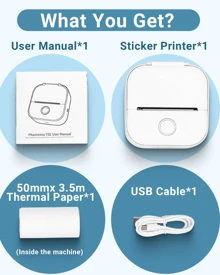 Phomemo T02 Sticker Printer - Mini Thermal Printer,  Sticker Maker Machine, Portable Bluetooth Pocket Phone Printer, For Study Notes, Stickers, Photos, DIY, For Birthday