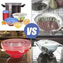 Bộ 6 nắp silicon co giãn cho nhà bếp, nắp bảo quản thực phẩm cho bát, nắp giữ tươi chống bụi, nắp giữ tươi kín cho tủ lạnh và lò vi sóng - Nhiều màu - Xem 4
