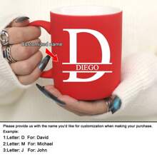 1 pieza Taza de leche/café personalizada y customizada de 11 onzas con diseño de letra roja, taza de cerámica, regalo para ocasiones festivas, familia, compañeros de trabajo, líderes, esposa, hermana, regalo divertido, regalo único para el Día de San Valentín, Día de la Madre, Día del Padre
