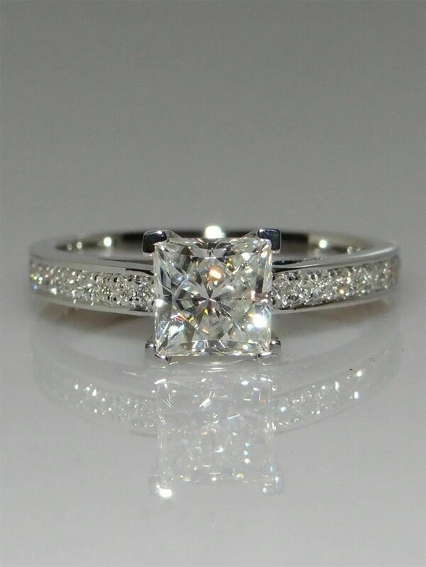 1 PC Elegant S925 Sterling Silver Cubic Zirconia Rings Wedding Jewelry For Women Fine Jewelry